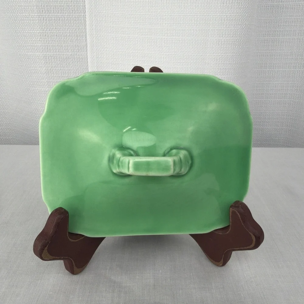 Vintage 1930's Homer Laughlin Riviera Green Sugar Bowl LID ONLY Art Deco Fiesta